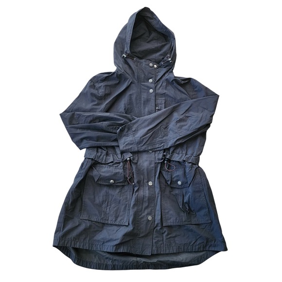 J.Crew Jackets & Blazers - J.Crew Womens Navy Blue Hooded Rain Jacket Cotton Nylon Utility Anorak Small